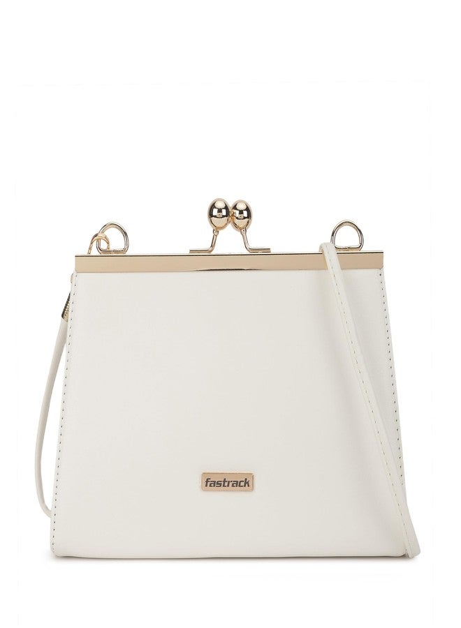 Fastrack white Party Sling Bag for Women | Faux Leather Crossbody with Detachable Strap & Sleek Hardware | Compact & Stylish Evening Bag for Parties, Dinners & Nights Out - Image 1